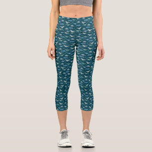 Leggings Capri Patrón oscuro de dinosaurios