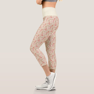 Leggings Capri Patrón Paisley Crema-Marrón Capris de alta destrez