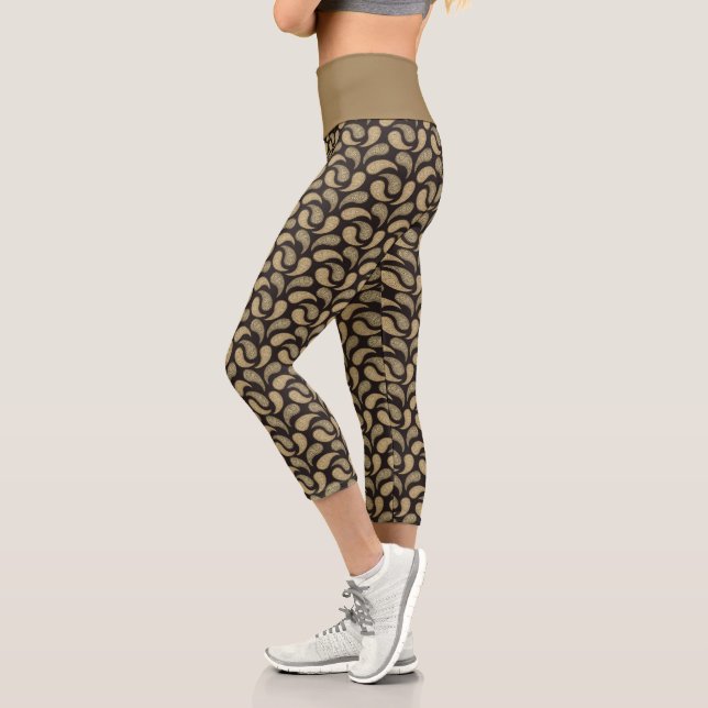 Leggings Capri Patrón paisley negro-beige Capris de alto nivel (Izquierda)