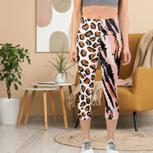 Leggings Capri Patrón personalizado de foto de gato grande animal