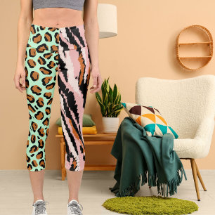 Leggings Capri Patrón personalizado de foto de gato grande animal