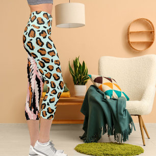 Leggings Capri Patrón personalizado de foto de gato grande animal