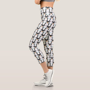 Leggings Capri Patrón pingüino blanco y negro moderno Capri Leggi
