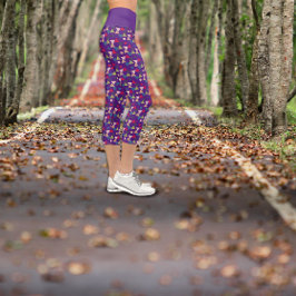 Leggings Capri Patrón púrpura de círculo triangular