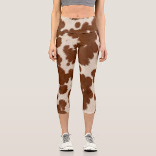 Leggings Capri Patrón realista de cuero de ternera
