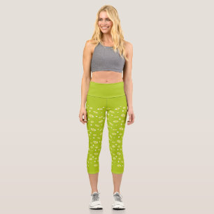 Leggings Capri Patrón Retro de Primavera de Margarita con Lunares