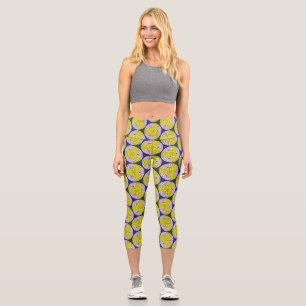 Leggings Capri Patrón retro moderno, patrón de círculos