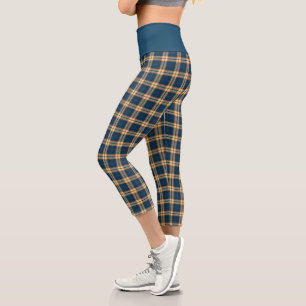 Leggings Capri Patrón revestido azul marino madrás
