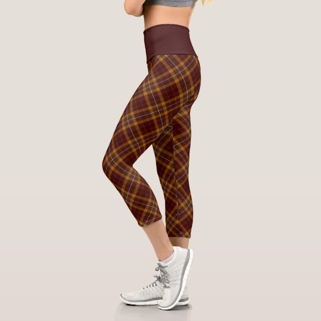 Leggings Capri Patrón revestido de chocolate Tartán cosecha cosec (Izquierda)