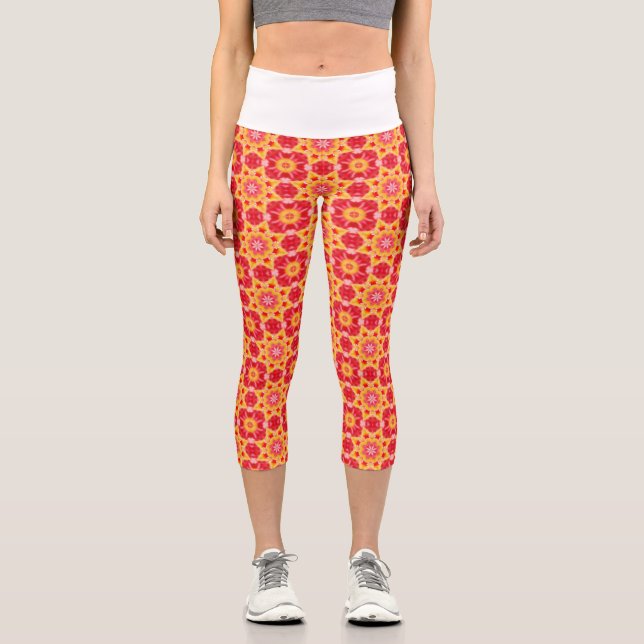 Leggings Capri Patrón rosa floral (Anverso)