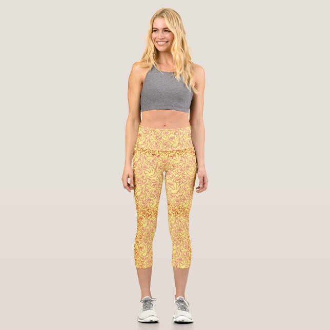 Leggings Capri patrón Rosa.r.dpnk.02b BG amarillo (Anverso)