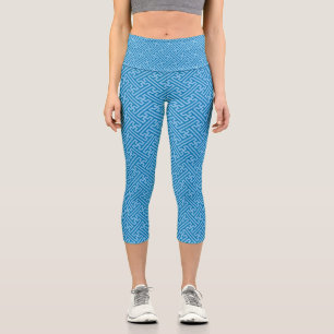 Leggings Capri Patrón Sayagata, japonés, azul y azul bebé
