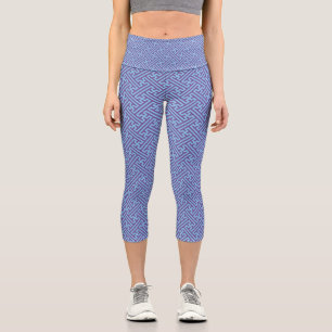 Leggings Capri Patrón Sayagata, japonés, púrpura y azul