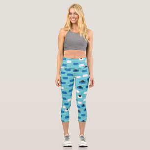 Leggings Capri Patrón sin fisuras de pincel, dibujado a mano.