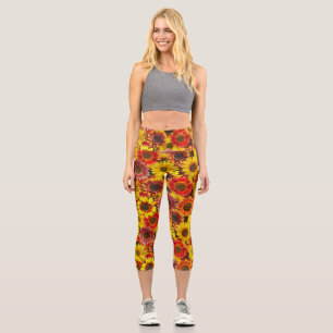 Leggings Capri Patrón sin foco de los girasoles
