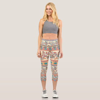 Leggings Capri Patrón sin problemas de las fronteras florales ind