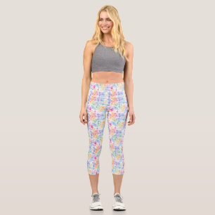 Leggings Capri Patrón sin soldadura acuarela