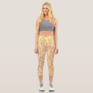 Leggings Capri Patrón sin soldadura de hoja de arce
