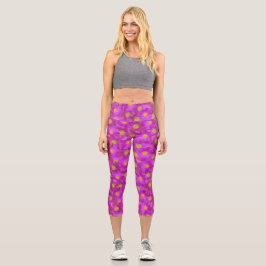 Leggings Capri Patrón sin soldadura de Rosa salvaje