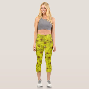 Leggings Capri Patrón sin soldadura de Shrubby Cinquefoil