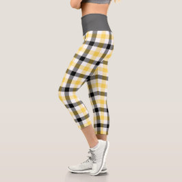 Leggings Capri Patrón Tartán amarillo-amarillo moderno