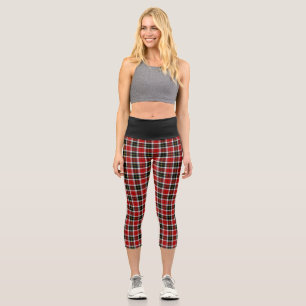 Leggings Capri Patrón Tartán rojo y negro