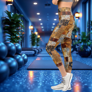 Leggings Capri Patrón Textil Combinado Artístico de Parcheo Vinta