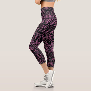 Leggings Capri Patrón tribal Rosa Black Hawaii