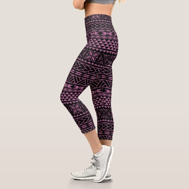 Leggings Capri Patrón tribal Rosa Black Hawaii (Izquierda)