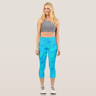 Leggings Capri Patrón verde azul mareado