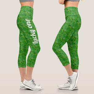 Leggings Capri Patrones Cuadros Día Green Irlanda Lucky Clover Pa