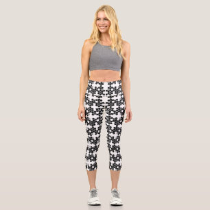 Leggings Capri Patrones de datos hexadecimales blancos y negros l