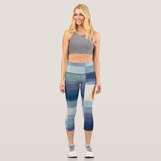 Leggings Capri Paul Klee Heraldo de Otoño Azul Moderno Abstracto (Anverso)
