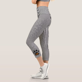 Leggings Capri Paw Print INITIALS Checkerboard Team Spirit Divers