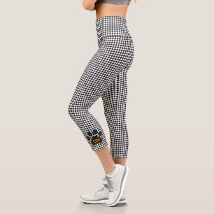 Leggings Capri Paw Print INITIALS Checkerboard Team Spirit Divers