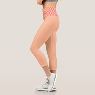 Leggings Capri Peach and Cranberry Chevron