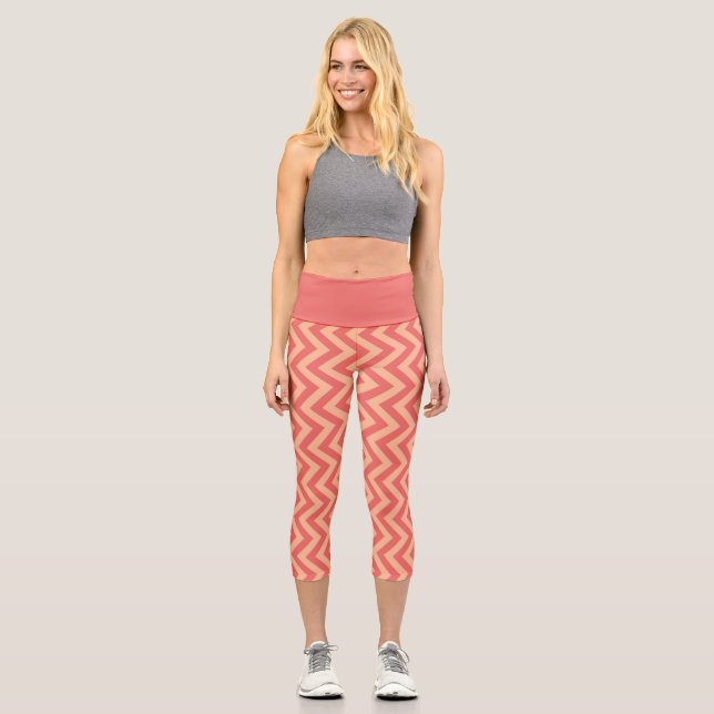 Leggings Capri Peach and Cranberry Chevron (Anverso)