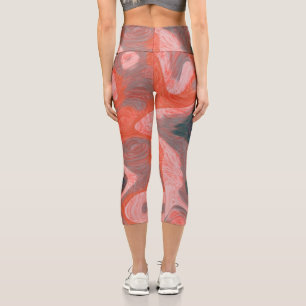 Leggings Capri Peach y green Swirl abstracto