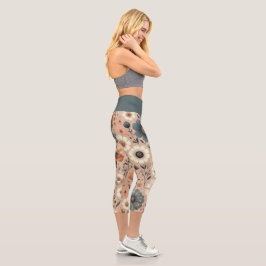 Leggings Capri Peachy Blooms