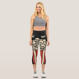 Leggings Capri Pegatina de caja de palomitas de calavera