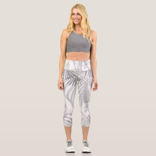 Leggings Capri Película de palma monocroma 1 #arte tropical