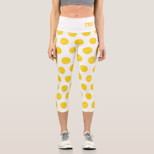 Leggings Capri Pelota de pellebol con bolas amarillas Tendencia d