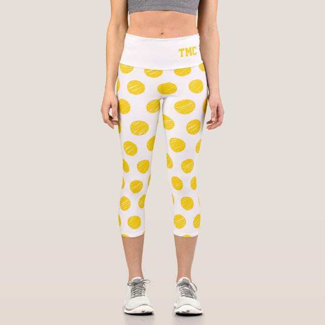 Leggings Capri Pelota de pellebol con bolas amarillas Tendencia d (Anverso)