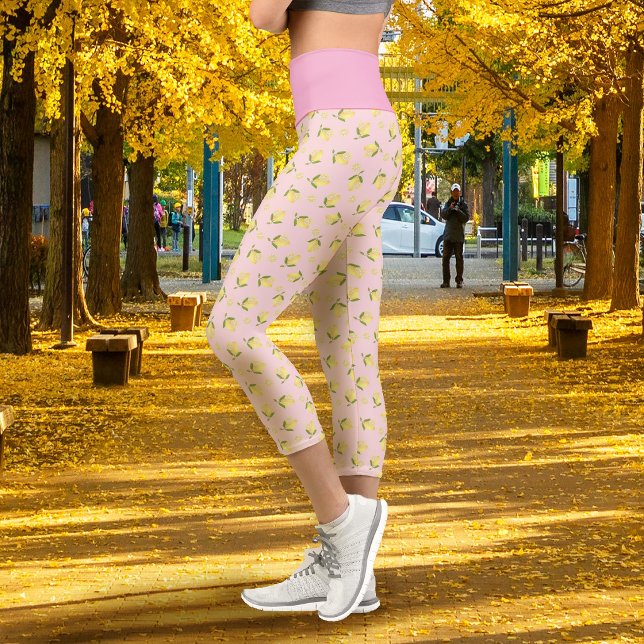 Leggings Capri Pequeño Limón Rosa (Little Lemon Pink Capri Leggings)