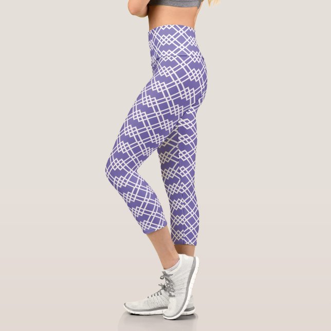 Leggings Capri Periwinkle geométrico moderno de Entramado y blanc (Izquierda)