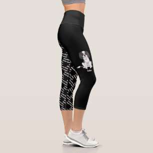Leggings Capri Perro Caballero Tricolor & Nombre y Raza del Perro