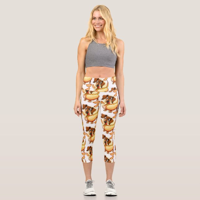 Leggings Capri Perro caliente de Dachshund (Anverso)