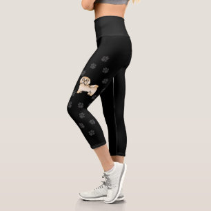 Leggings Capri Perro de Dibujos Animados Lindo Havanés Cervato Co