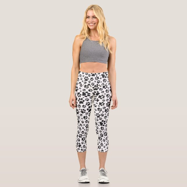 Leggings Capri Perro Paws Black and White Polka Dot