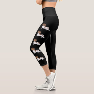 Leggings Capri Perros Dachshund De Pelo Largo Piebald De Chocolat